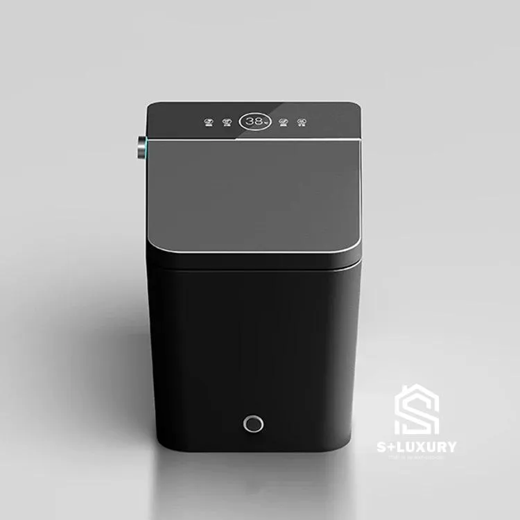 Bồn Cầu Thông Minh Màu Đen Nano S+ Luxury BC-06 Bồn cầu thông minh men sứ màu đen Nano huyền bí tự động mở nắp xả xoáy S+ Luxury BC-06