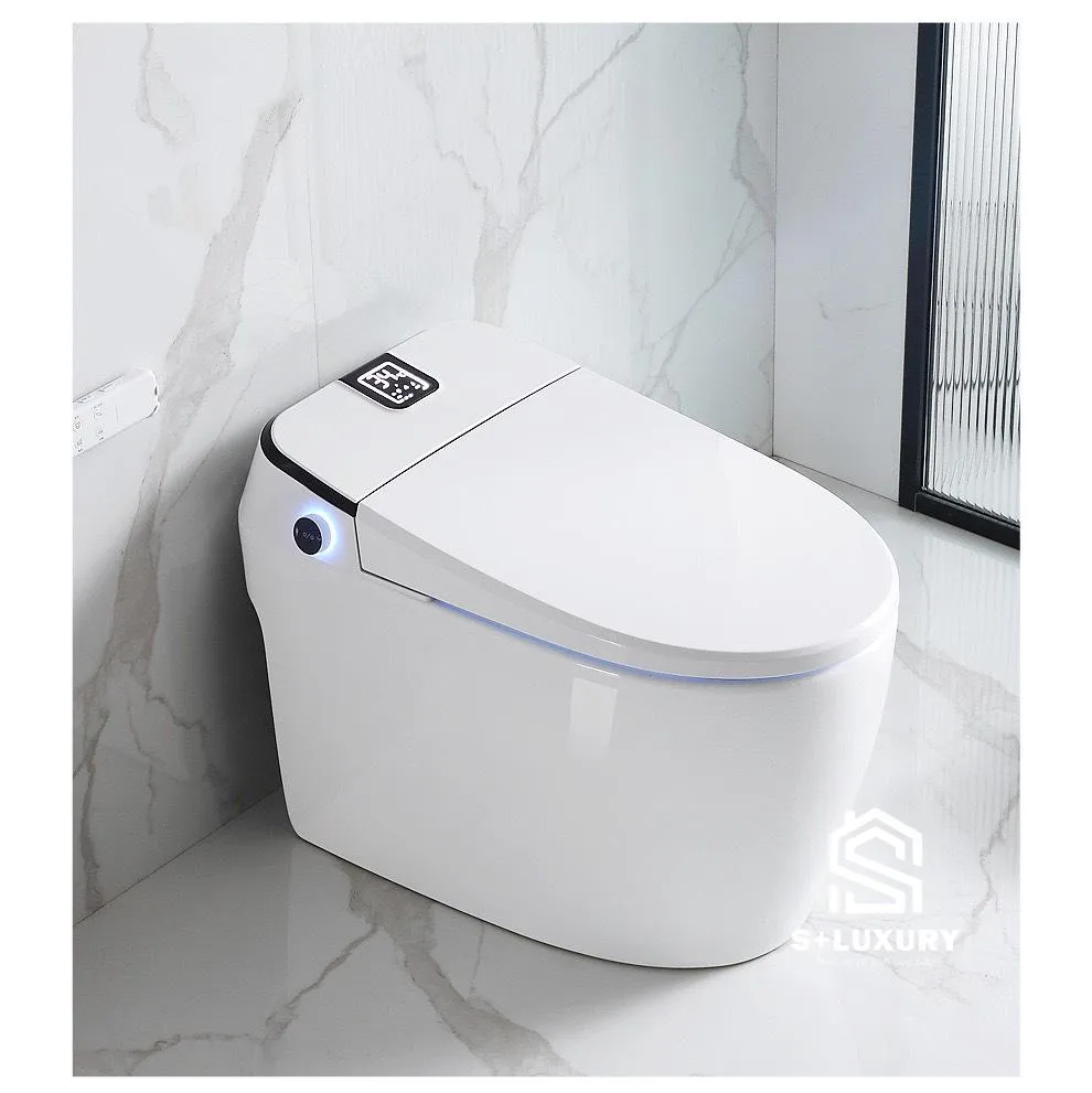 Bồn Cầu Thông Minh Xả Xoáy Siphon S+ Luxury BC-15 Bồn cầu thông minh xả xoáy Siphon 360 độ tự động mở nắp S+ Luxury BC-15