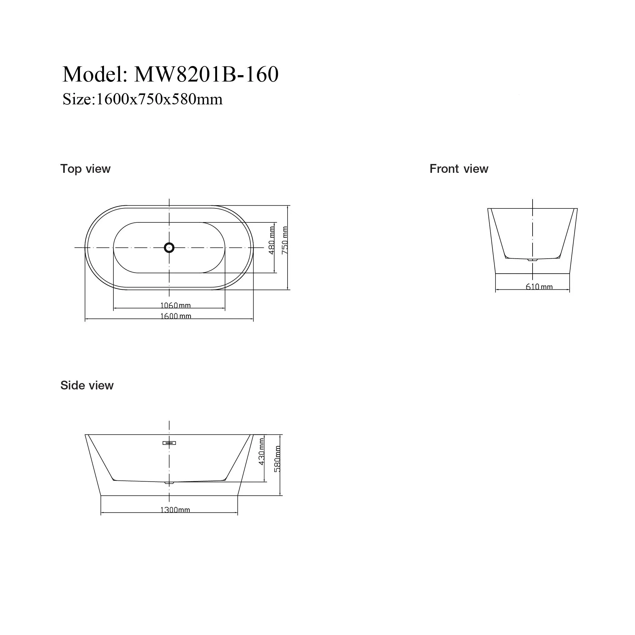 Chi tiết bề mặt và kết cấu bồn tắm MW8201-160WB Chi tiết bề mặt và kết cấu bồn tắm MW8201-160WB