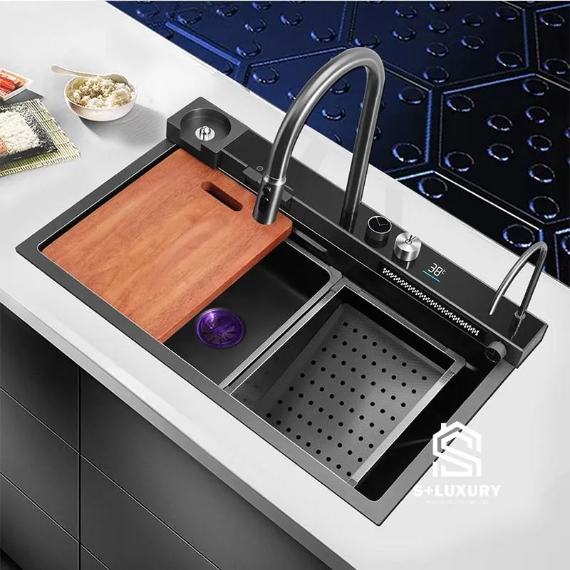 o1cn01xueei01gxctzbjnok-2211201034151-0-cib CH09 - Chậu bếp 1 hố, vòi 1 khối xả thác, mặt kính cường lực, có màn hình led hiển thị.