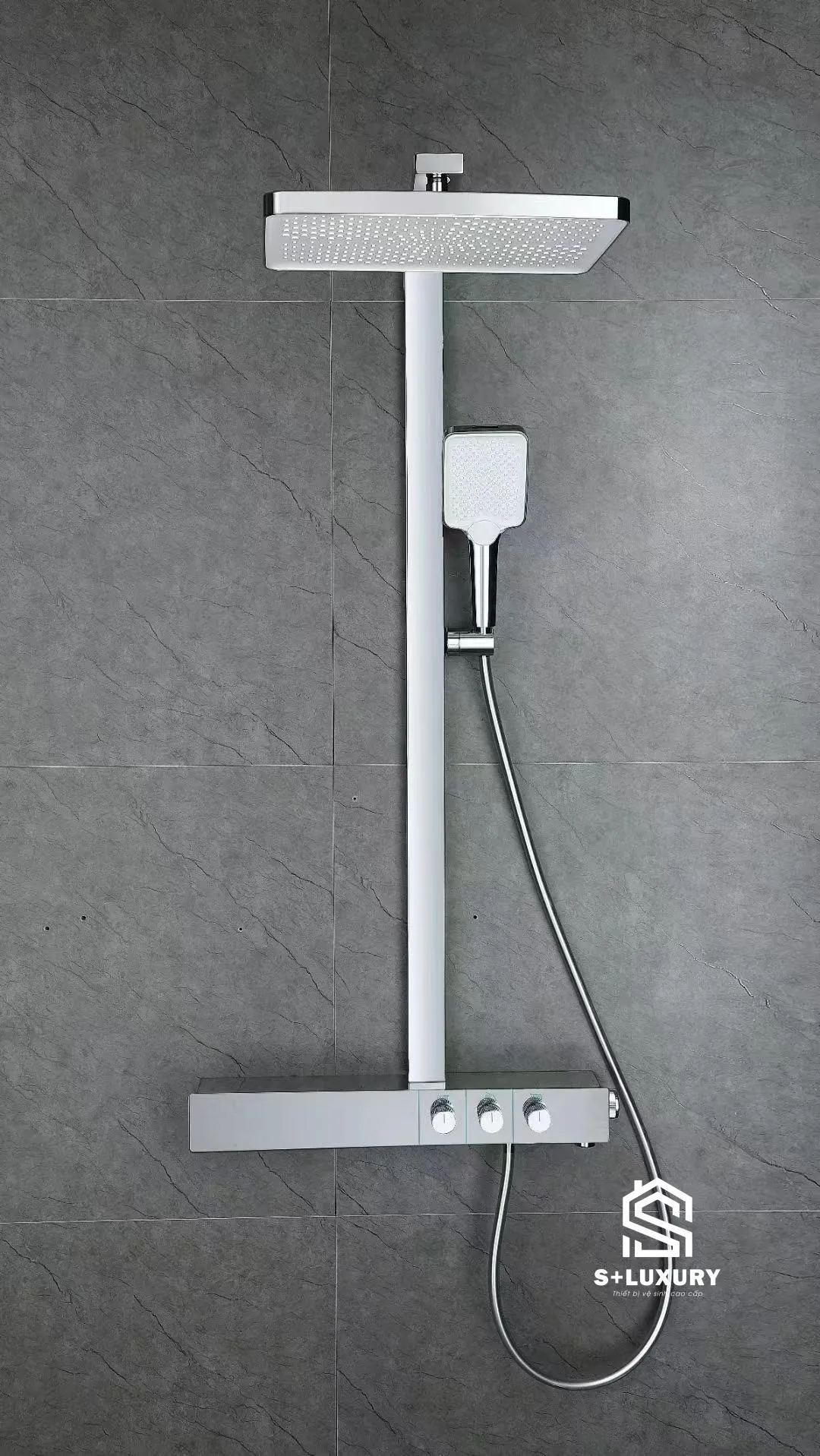 Bộ Sen cây tắm đứng mặt kính đồng thau nguyên khối S+ Luxury DH-53 Bộ Sen cây tắm đứng mặt kính đồng thau nguyên khối S+ Luxury DH-53