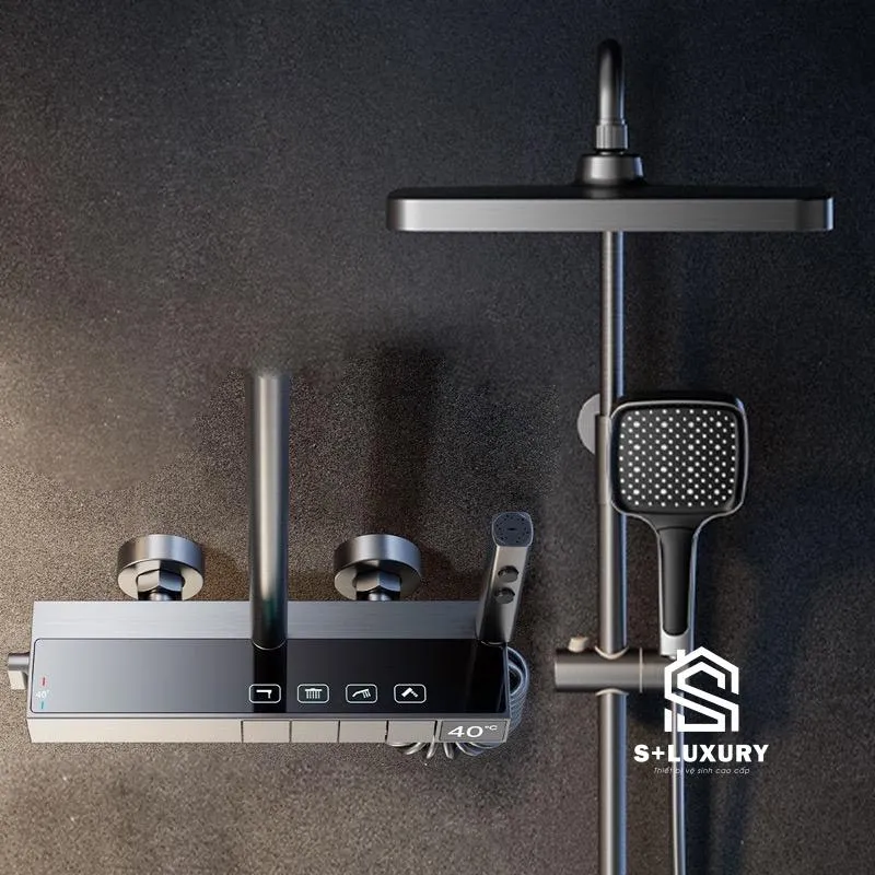 Sen Cây Tắm Đứng Củ Vuông Phím Đàn Màn Hình LED S+ Luxury SC-11 - Hình 14 Bộ sen cây tắm đứng nóng lạnh cao cấp S+ Luxury SC-11 hình chi tiết 14