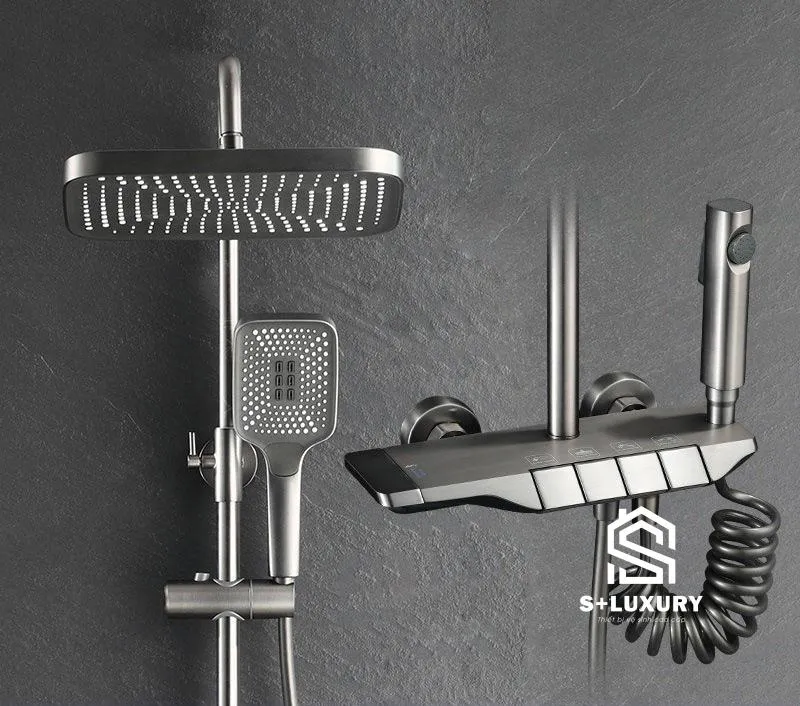 Sen Cây Tắm Đứng Phím Đàn Kèm Vòi Xịt Tăng Áp S+ Luxury SC-14 - Hình 4 Bộ sen cây tắm đứng nóng lạnh cao cấp S+ Luxury SC-14 hình chi tiết 4