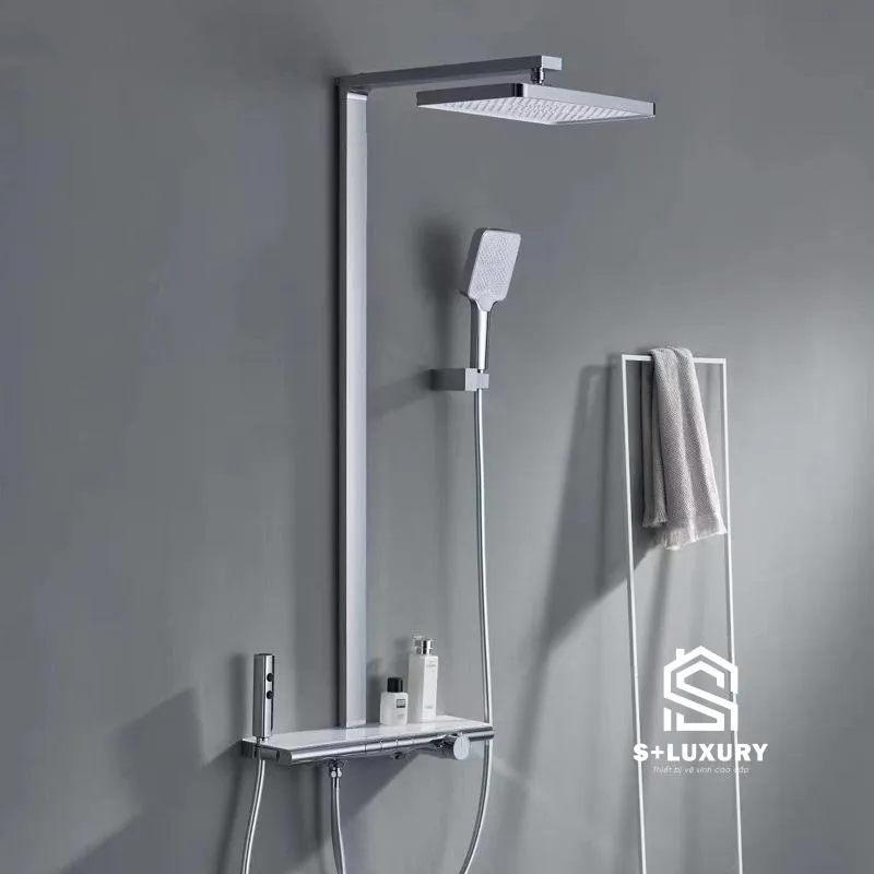 Sen Cây Tắm Đứng Nóng Lạnh Phím Đàn Củ Lớn LED S+ Luxury SC-17 - Hình 5 Hình ảnh vòi sen tắm phím đàn cảm ứng SC-17 nhìn chính diện toàn thân