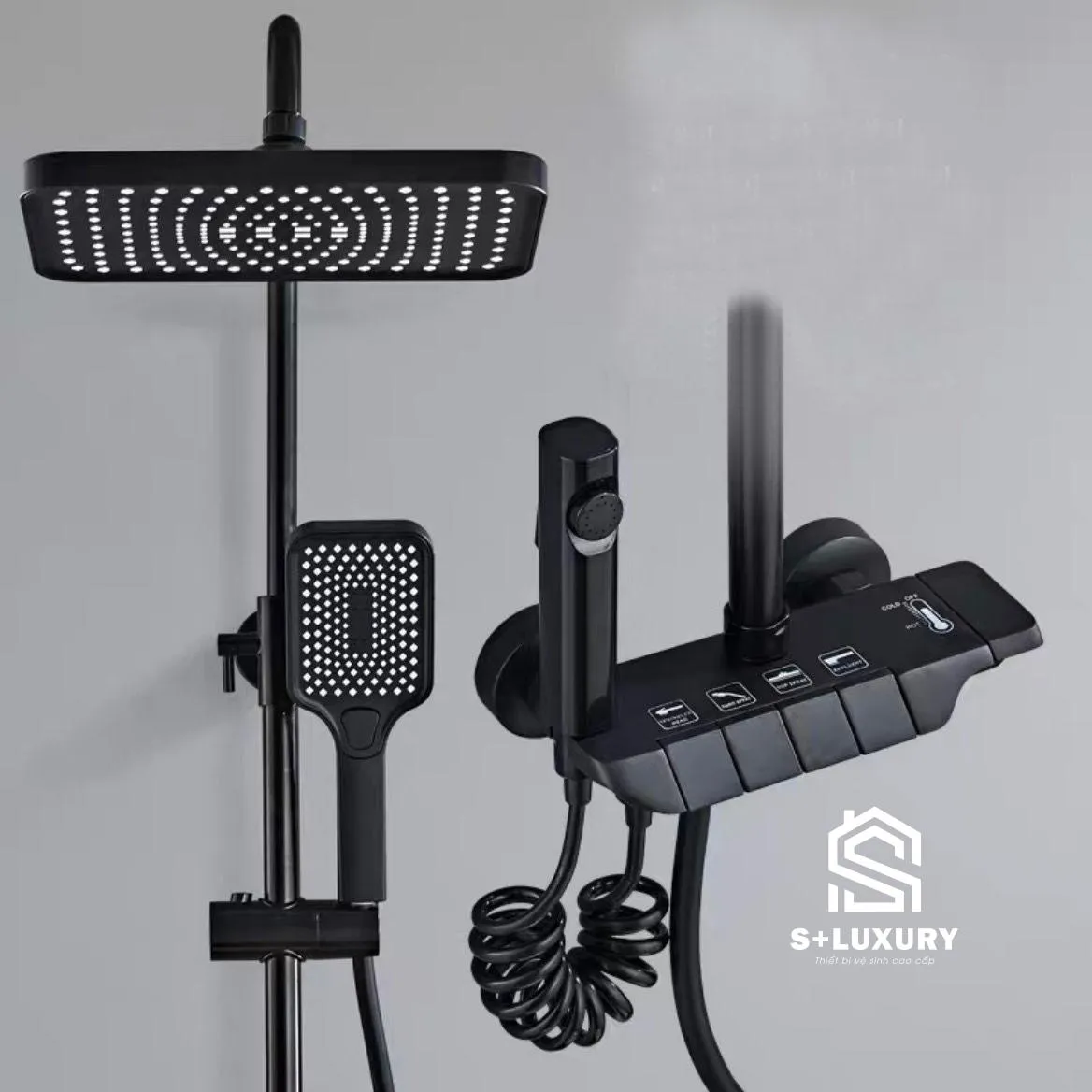 Sen Cây Tắm Đứng Phím Đàn LED Nhiệt Độ Màu Đen S+ Luxury SC-3370 - Hình 25 Bộ sen cây tắm đứng nóng lạnh cao cấp S+ Luxury SC-3370-DEN hình chi tiết 25