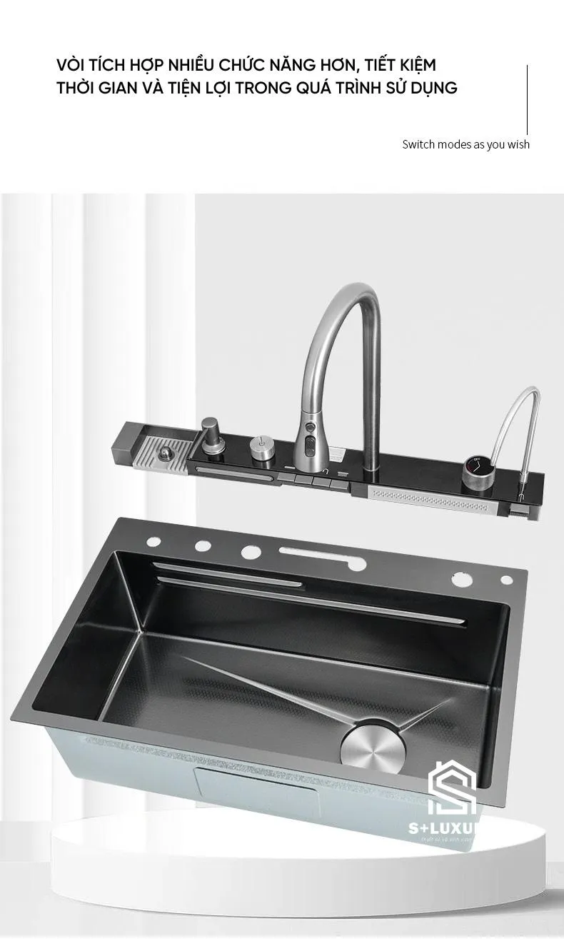 Cụm 5 phím đàn piano điều khiển độc lập các chế độ xả nước thông minh trên chậu rửa bát 1 hố TC 05 Cụm 5 phím đàn piano điều khiển độc lập các chế độ xả nước thông minh trên chậu rửa bát 1 hố TC 05