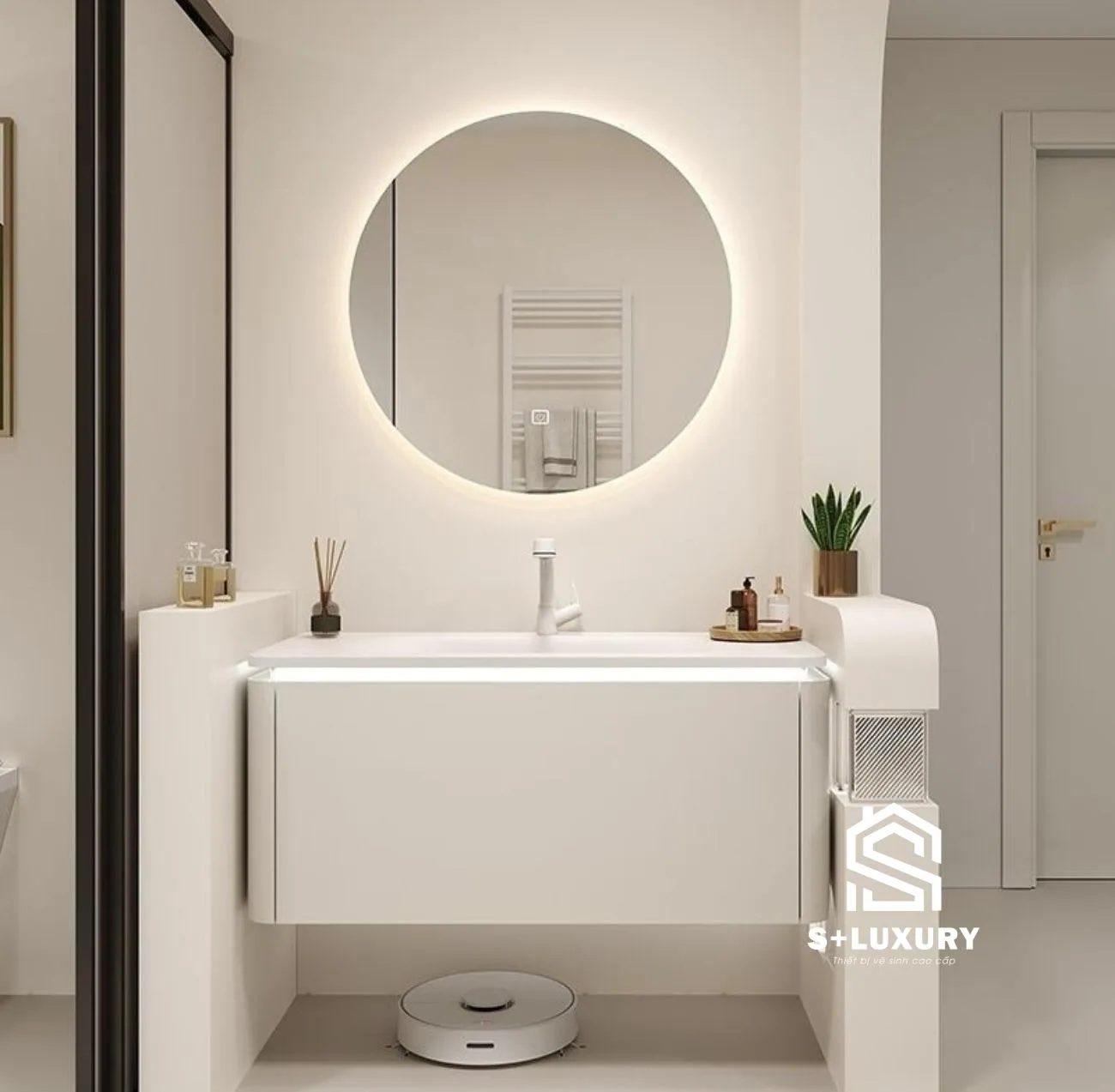 Bộ tủ chậu lavabo liền khối cao cấp mẫu mới S+ Luxury DH-248 nâng tầm không gian phòng tắm Bộ tủ chậu lavabo liền khối cao cấp mẫu mới S+ Luxury DH-248 nâng tầm không gian phòng tắm