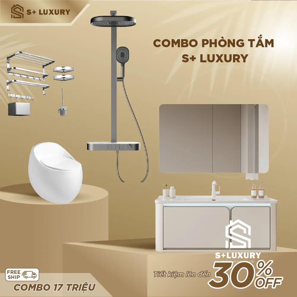 Combo Thiết Bị Phòng Tắm Tông Trắng Cao Cấp S+ Luxury CB-10 - Hình 1 Combo Thiết Bị Phòng Tắm Tông Trắng Cao Cấp S+ Luxury CB-10 trọn bộ cao cấp S+ Luxury CB-10 hình chi tiết 1