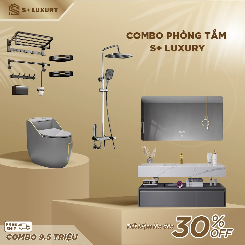 Combo Thiết Bị Vệ Sinh Trọn Bộ Nhà Tắm S+ Luxury CB-02 - Hình 3 Combo Thiết Bị Vệ Sinh Trọn Bộ Nhà Tắm S+ Luxury CB-02 trọn bộ cao cấp S+ Luxury CB-02 hình chi tiết 3
