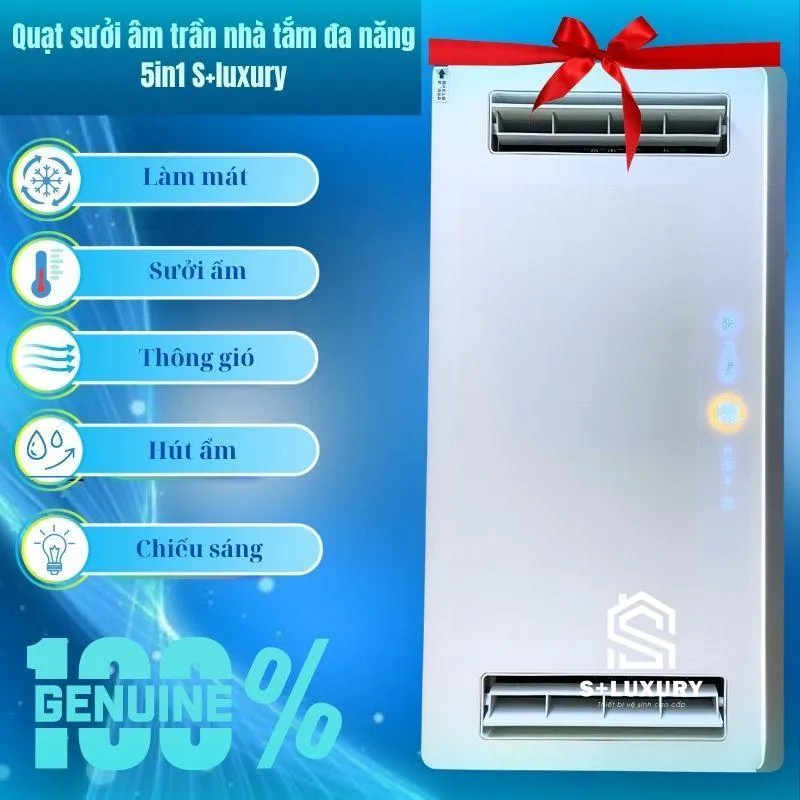 Quạt Sưởi Âm Trần Đa Năng 5in1 S+ Luxury , Công Suất 3400W- Bảo Hành 3 Năm - Thiết bị vệ sinh cao cấp S+ Luxury Quạt Sưởi Âm Trần Đa Năng 5in1 S+ Luxury , Công Suất 3400W- Bảo Hành 3 Năm - Thiết bị vệ sinh cao cấp S+ Luxury