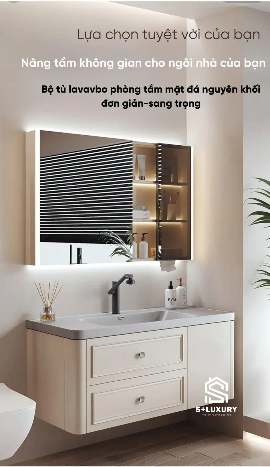 Sơ đồ 10 tính năng tích hợp All-in-One trên bộ tủ chậu lavabo đa năng Sơ đồ 10 tính năng tích hợp All-in-One trên bộ tủ chậu lavabo đa năng