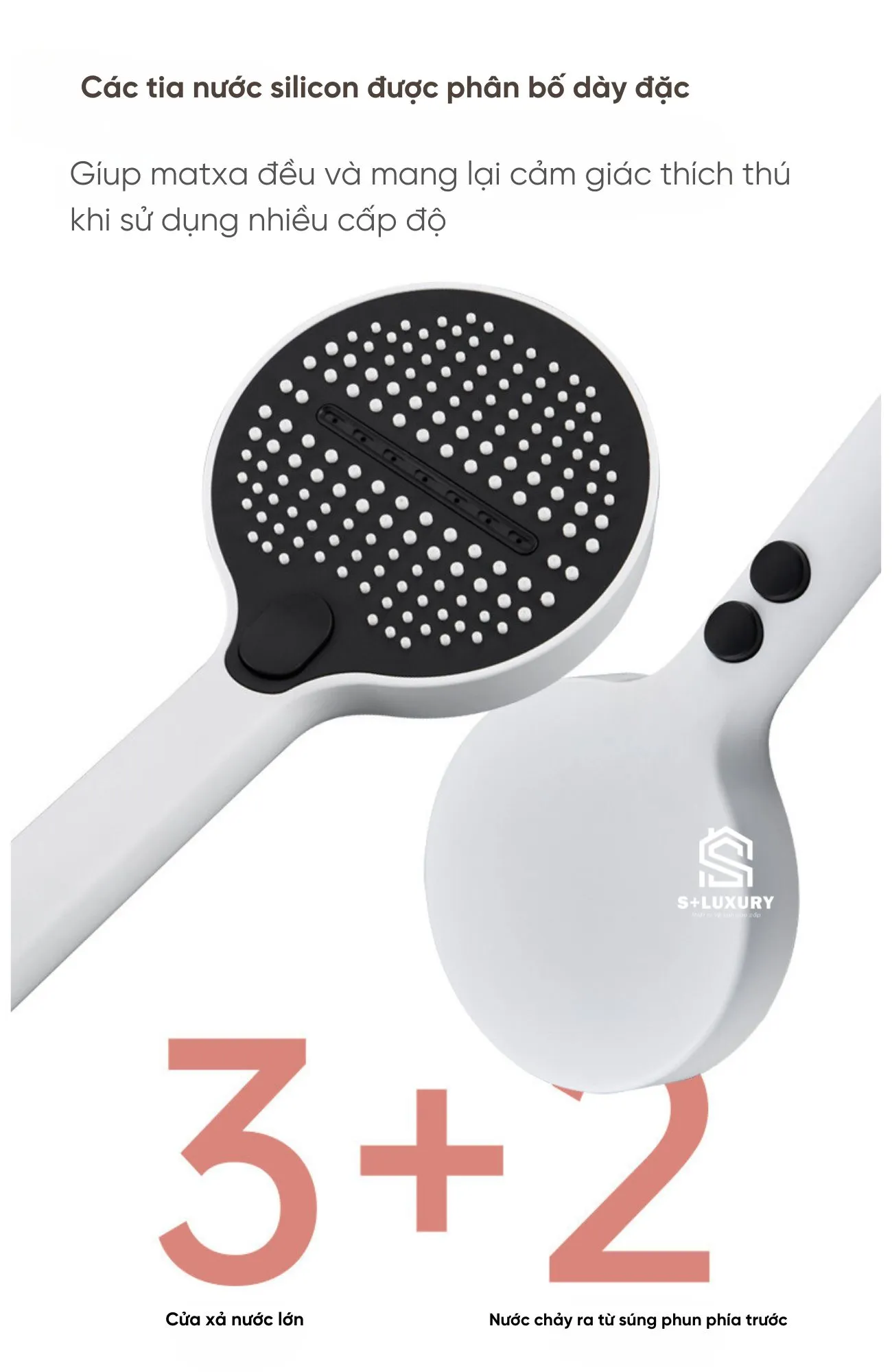 Bộ sen cây tắm đứng nóng lạnh S+ Luxury ST-01 mạ vàng góc nhìn tổng thể