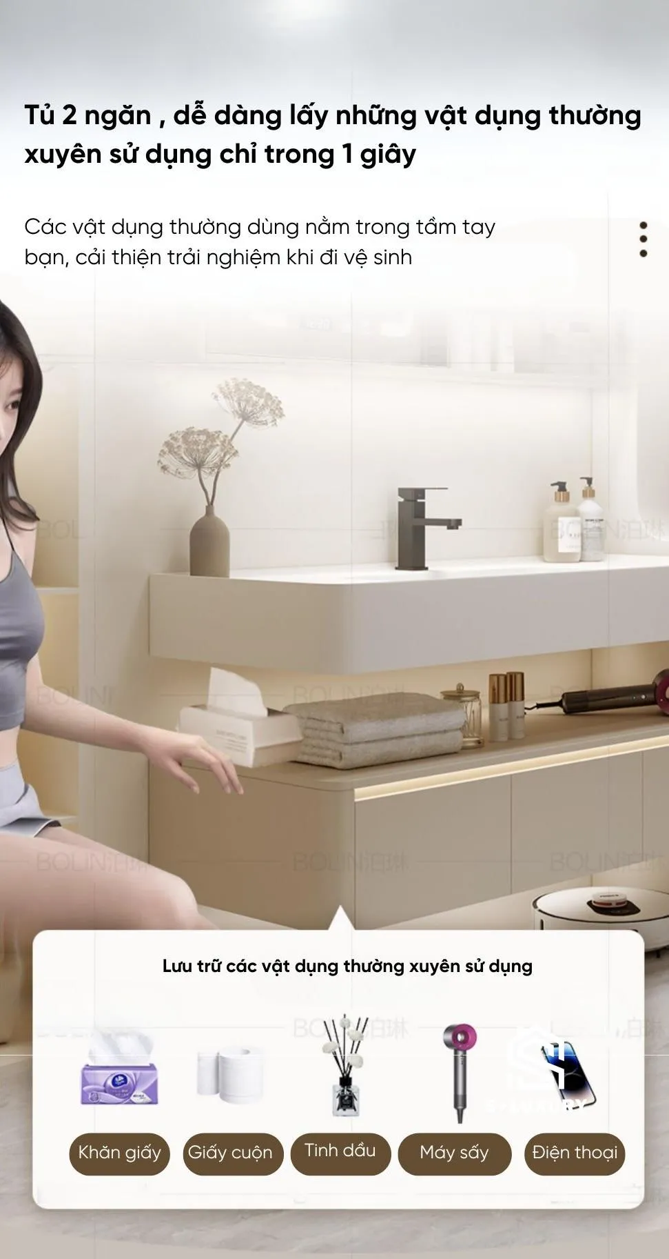 Tủ chậu lavabo DH-49 hai ngăn lưu trữ vật dụng thường dùng Tủ chậu lavabo DH-49 hai ngăn lưu trữ vật dụng thường dùng