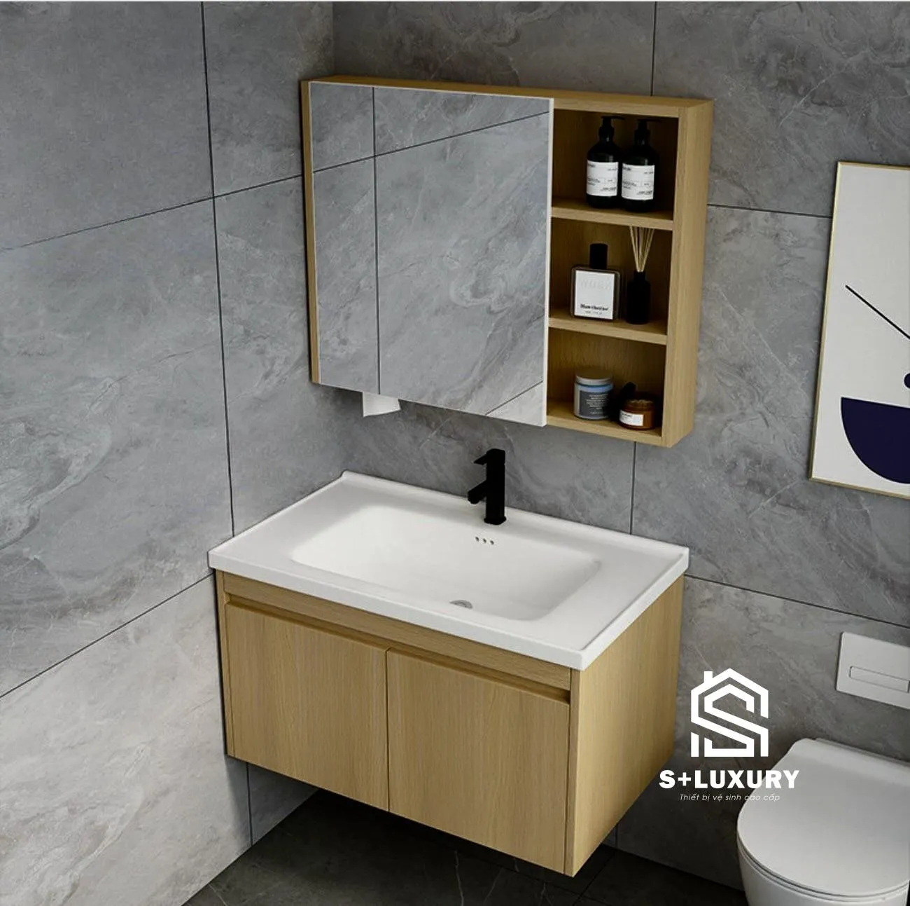 Mặt chậu lavabo gốm sứ liền khối tráng men tuyết Nano nung 1280 độ C Mặt chậu lavabo gốm sứ liền khối tráng men tuyết Nano nung 1280 độ C chống bám bẩn chống ố vàng bộ tủ HM02