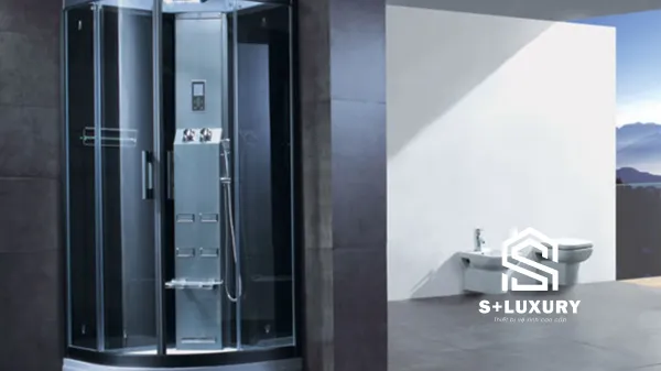 Mẫu bồn tắm xông hơi ướt góc cao cấp đế bồn Acrylic nguyên khối tích hợp mắt sục massage và vách kính cường lực uốn cong Mẫu bồn tắm xông hơi ướt góc cao cấp đế bồn Acrylic nguyên khối tích hợp mắt sục massage và vách kính cường lực uốn cong