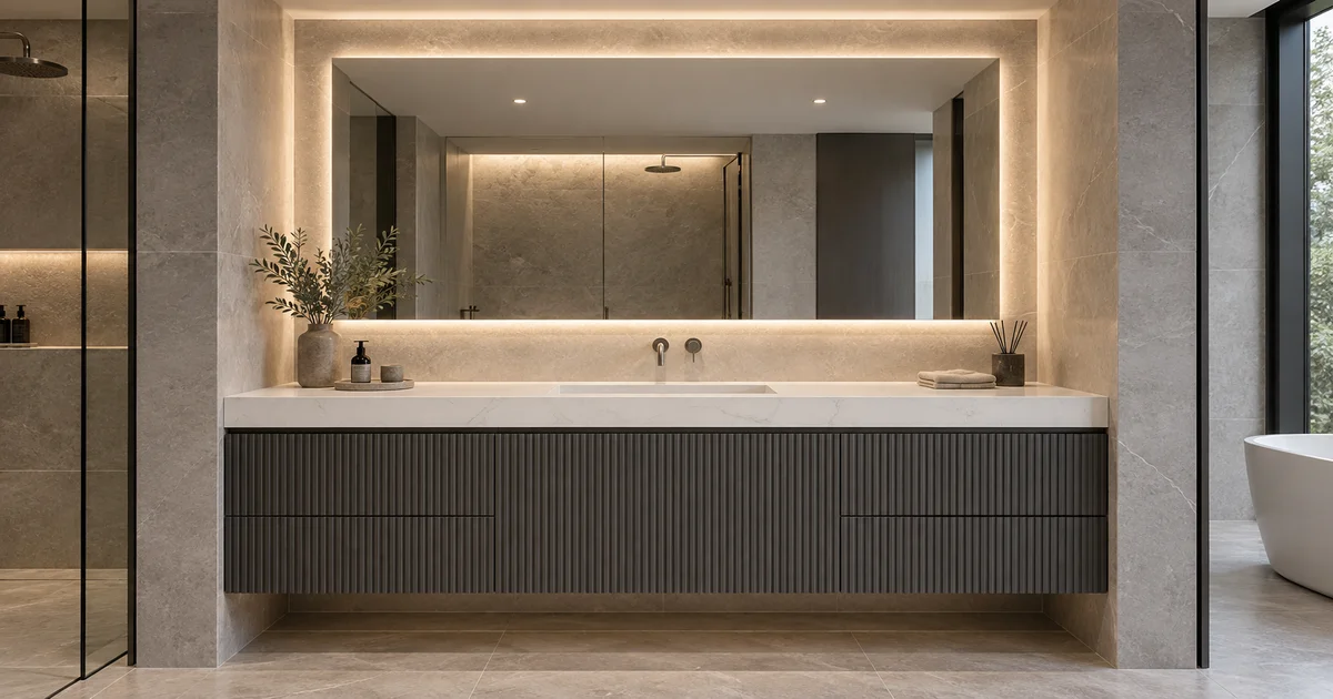 Bộ tủ chậu lavabo cao cấp sản xuất may đo theo yêu cầu tại xưởng S+ Luxury năm 2026