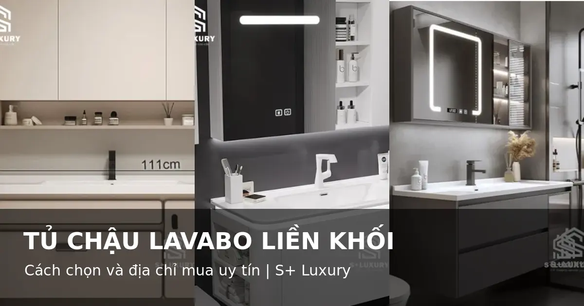 Bộ tủ chậu lavabo liền khối cao cấp sau khi lắp đặt hoàn thiện
