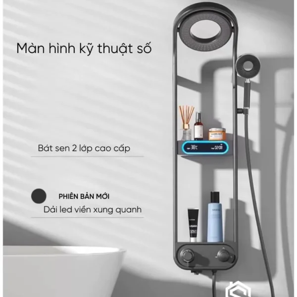 Vòi sen tắm đèn LED TS-08 nhìn chính diện toàn thân
