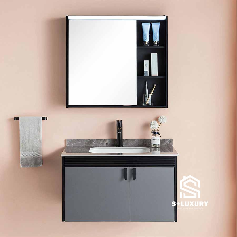 Bộ tủ chậu lavabo PLYWOOD MẶT ĐÁ CHỐNG XƯỚC CHẬU SỨ ÂM TC2051