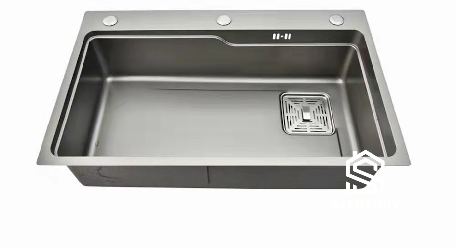 Chậu bếp 1 hộc chống bám dính cao cấp CH01 với thiết kế hiện đại và lòng chậu rộng rãi