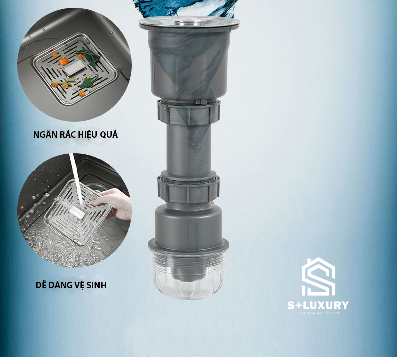 Thiết kế 1 hộc rộng rãi của chậu bếp CH01, thoải mái rửa đồ kích thước lớn