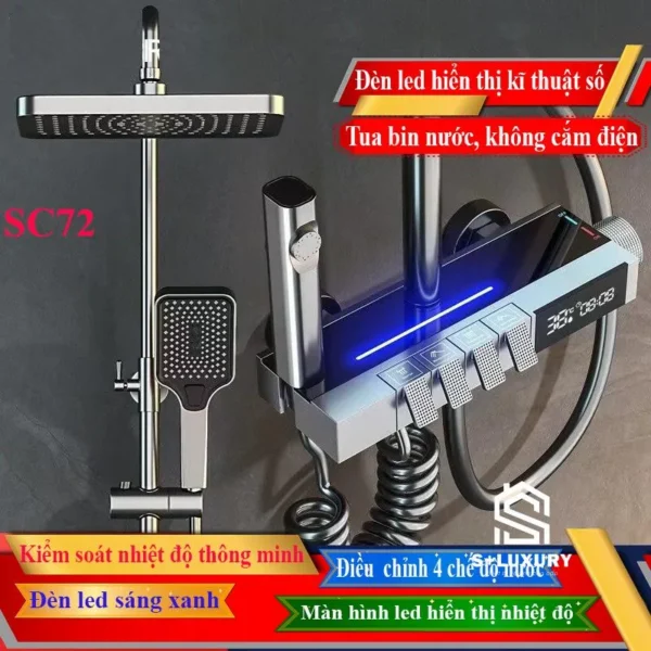Vòi sen trần phím đàn cảm ứng SC-13 nhìn chính diện toàn thân