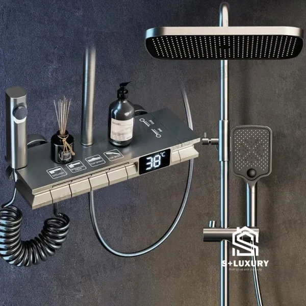 Vòi sen nước nóng phím đàn cảm ứng SC-12 nhìn chính diện toàn thân