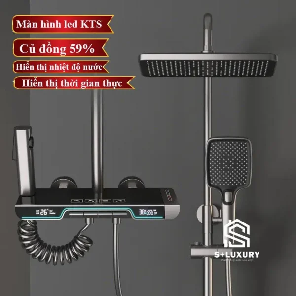Vòi hoa sen nóng lạnh phím đàn cảm ứng SC-05 nhìn chính diện toàn thân