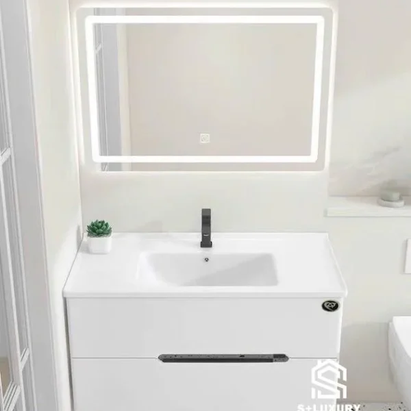 Tủ chậu lavabo chất liệu nhựa PVC cao cấp 80cm chống nước 100% kèm tủ gương LED TCL-8047