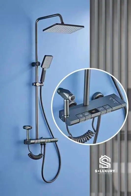 Sen cây bàn phím hiển thị nhiệt độ cao cấp màu ghi xám - Nâng tầm không gian phòng tắm