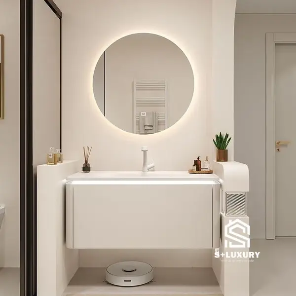 Bộ tủ chậu lavabo liền khối cao cấp mẫu mới 2026 DH-248 kèm tủ gương LED