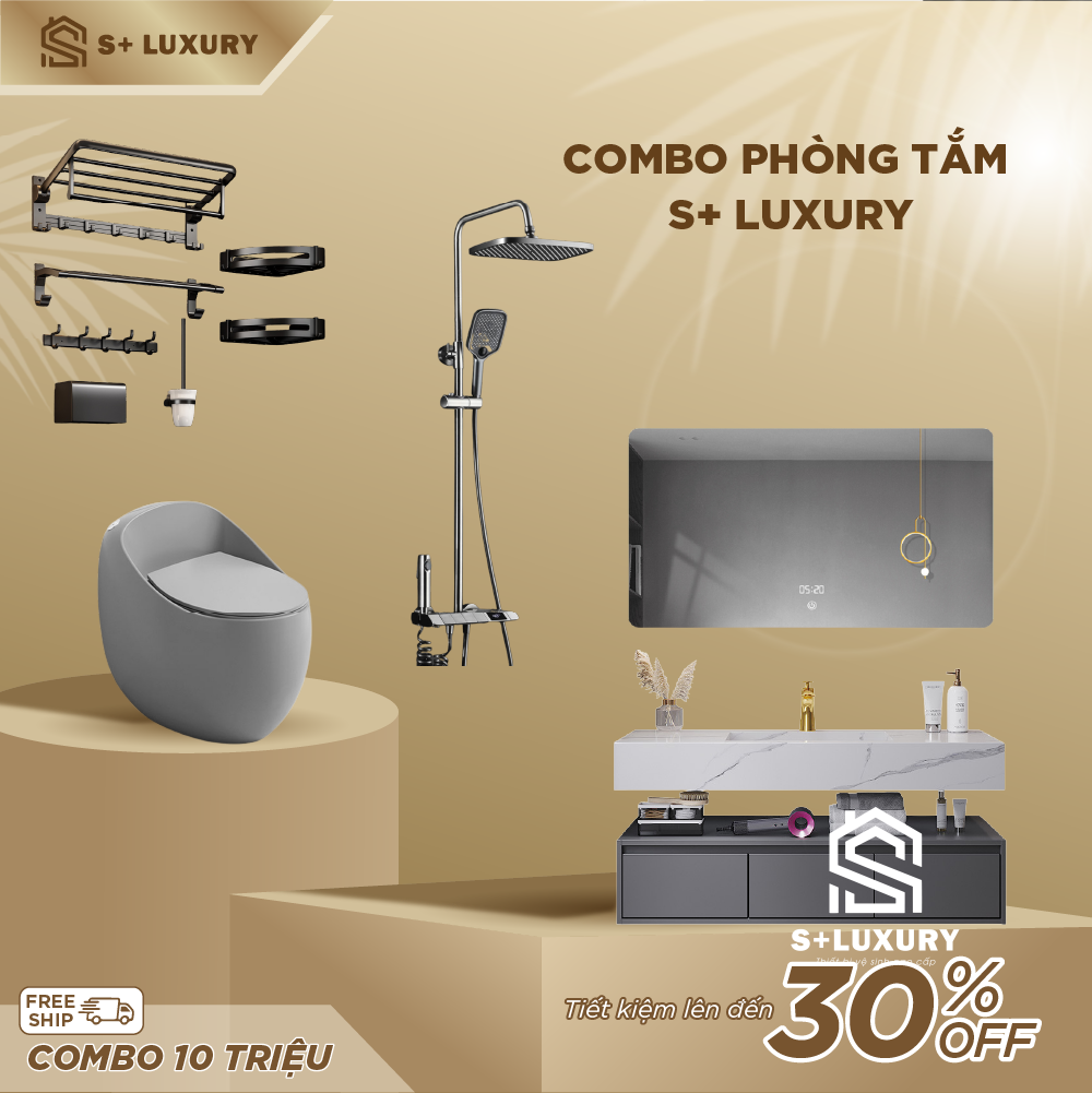 Combo phòng tắm tone xám s+ luxury 10 triệu