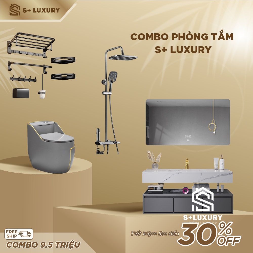 Combo phòng tắm xám s+ luxury 9 triệu 5