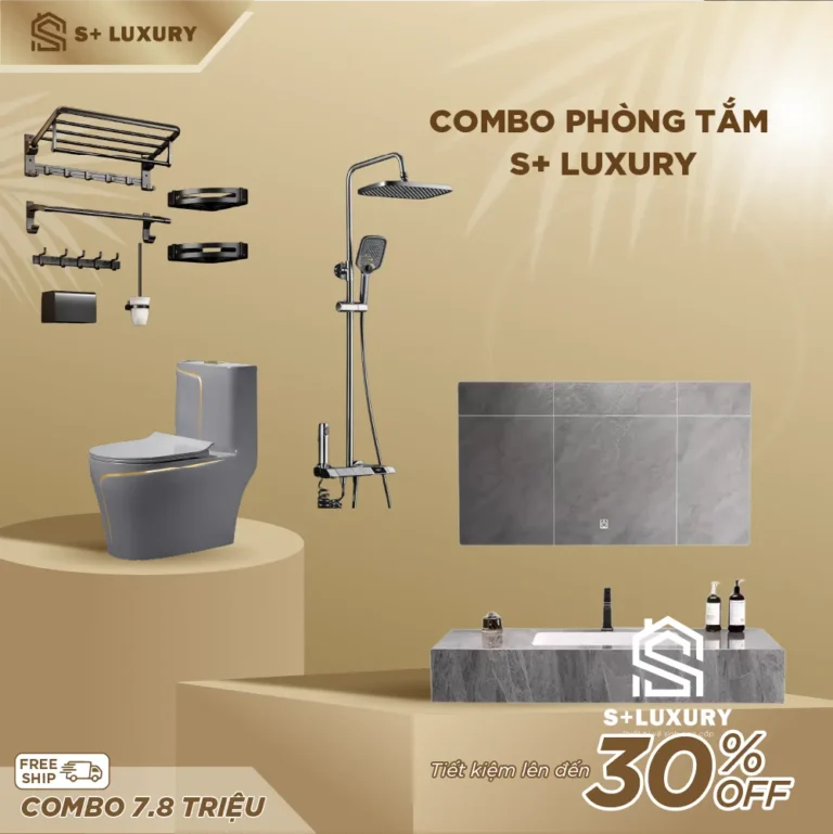 Combo Thiết Bị Phòng Tắm Tông Xám Tiết Kiệm S+ Luxury CB-03 trọn bộ cao cấp S+ Luxury CB-03 hình chi tiết 1