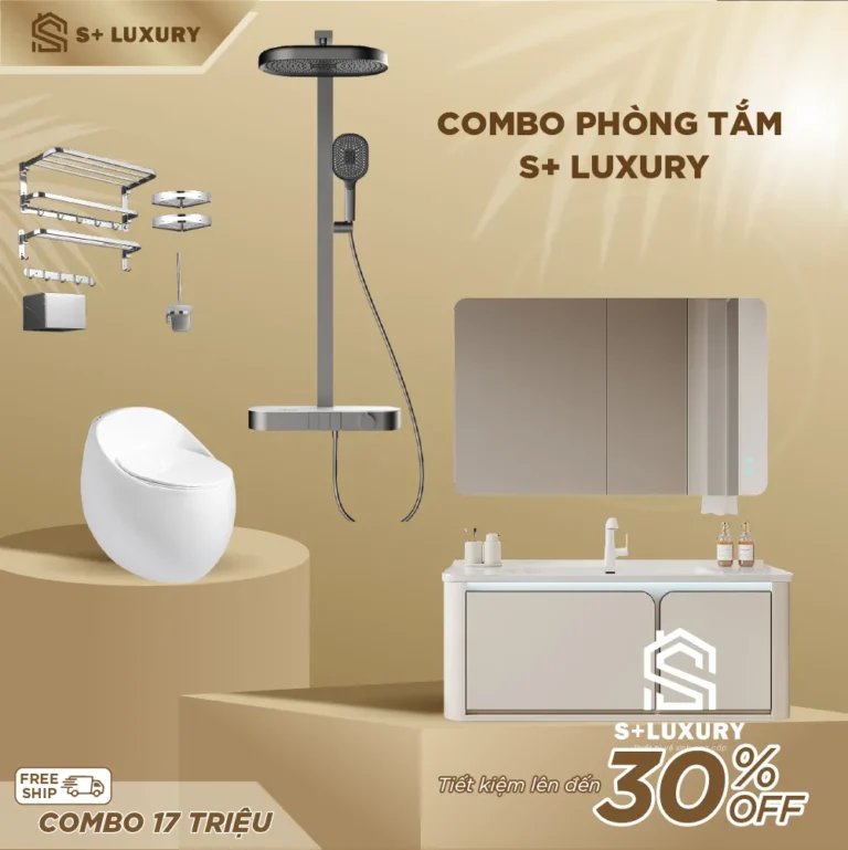 Combo Thiết Bị Phòng Tắm Tông Trắng Cao Cấp S+ Luxury CB-10 trọn bộ cao cấp S+ Luxury CB-10 hình chi tiết 1