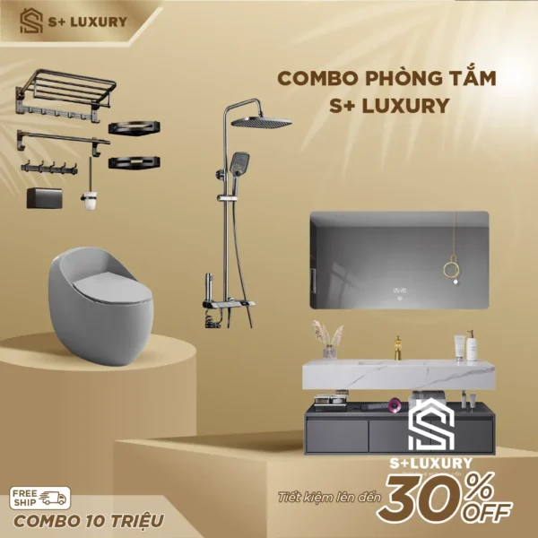 Combo Thiết Bị Phòng Tắm Tông Xám 6 Món S+ Luxury CB-05 trọn bộ cao cấp S+ Luxury CB-05 hình chi tiết 1