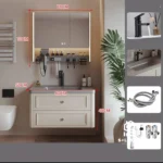 Mặt chậu lavabo sứ cao cấp tráng men tuyết Nano chống bám ố vàng trên tủ chậu 10 trong 1