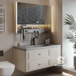 Góc nghiêng thiết kế sang trọng bộ tủ chậu lavabo đa năng 10 trong 1 tiệt trùng UV