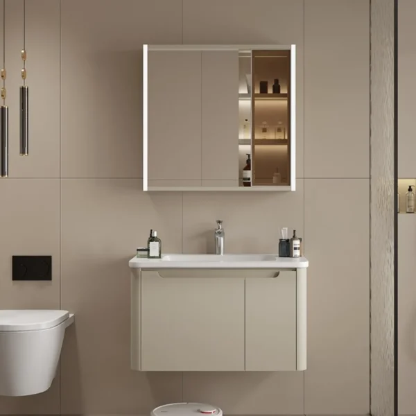 Bộ tủ chậu lavabo chất liệu nhựa PVC đặc mật độ cao chống nước 100% HM-01