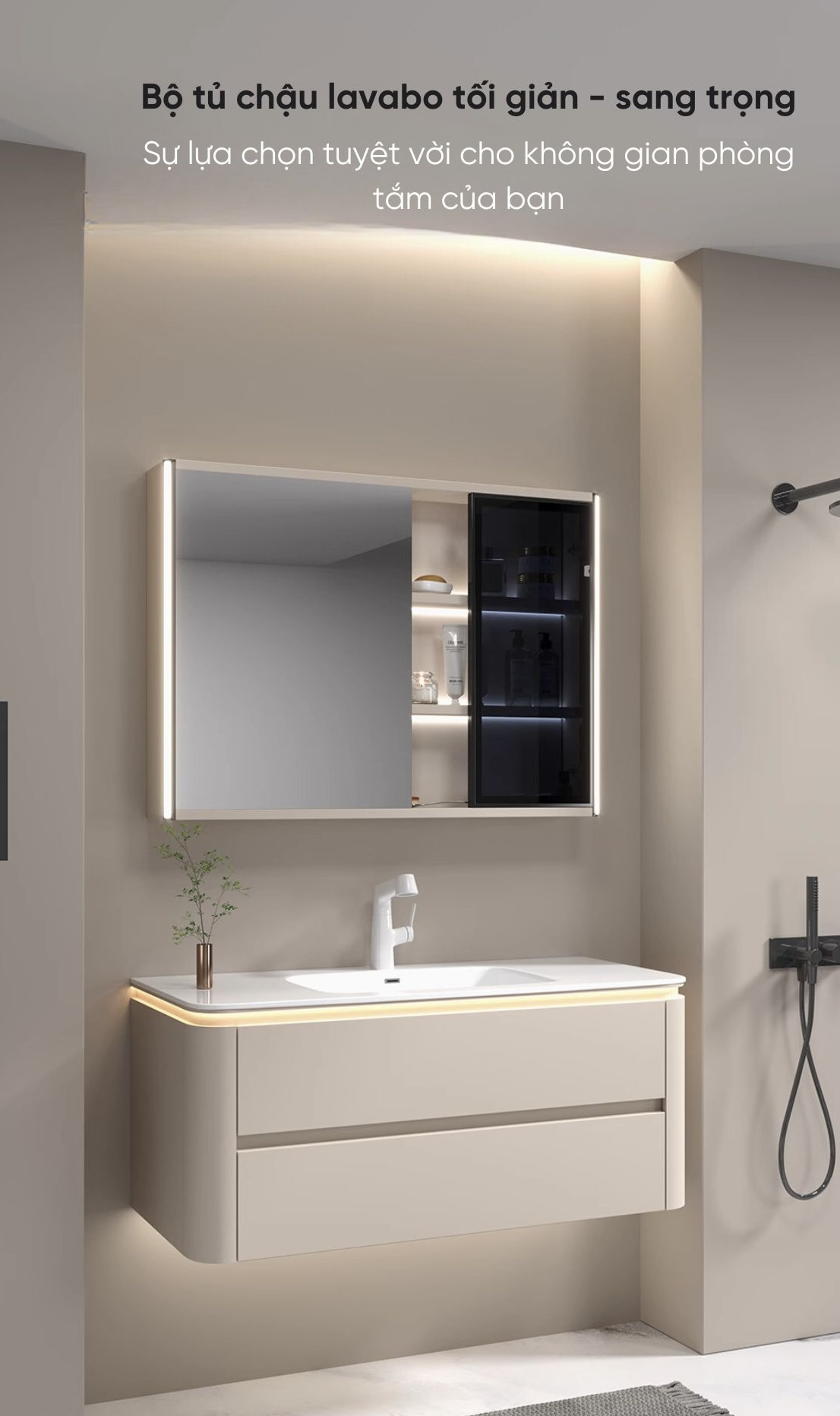 Tủ chậu lavabo chậu sứ liền khối