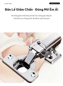 Bản lề Inox 304 giảm chấn thủy lực chống gỉ sét cho tủ gương nhà tắm