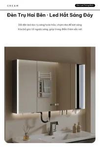 Hệ thống đèn LED trụ 2 bên chống ngược sáng và LED hắt đáy tủ gương phòng tắm