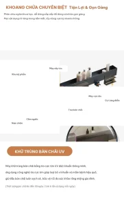Tủ gương nhà tắm tích hợp máy khử trùng bàn chải bằng tia cực tím UV diệt khuẩn